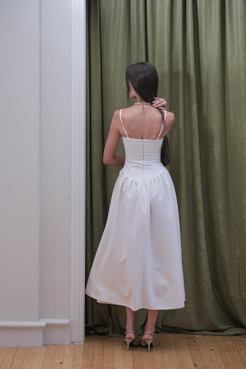 Alexina White Corset Midi Dress